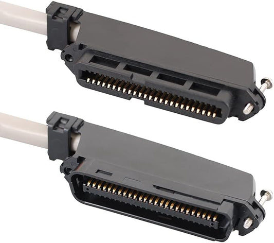 ICC Female to Male 25 Pair Telco Cable 5ft - Cat3 24AWG, 100% Solid Pure Copper, Gray Riser CMR Cable with 90 Degree 50 Pin Telco Connector for Voice and Low Data PBX Applications, 5 Feet