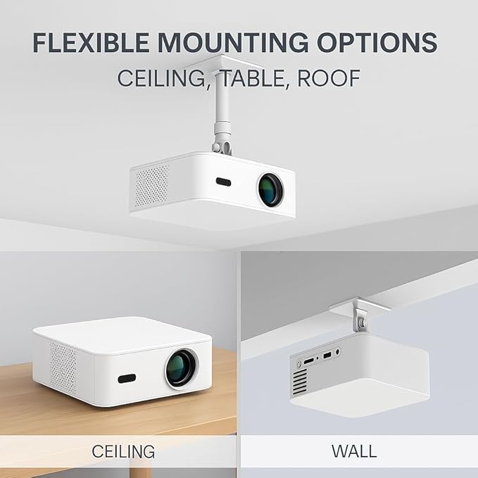BOSS A5 Portable Projector | 1920×1080 Full HD | 4000 Lumens | Android OS, Wi-Fi & Bluetooth | HDMI, USB, Remote | Ceiling & Floor Mount | 12ft Screen |