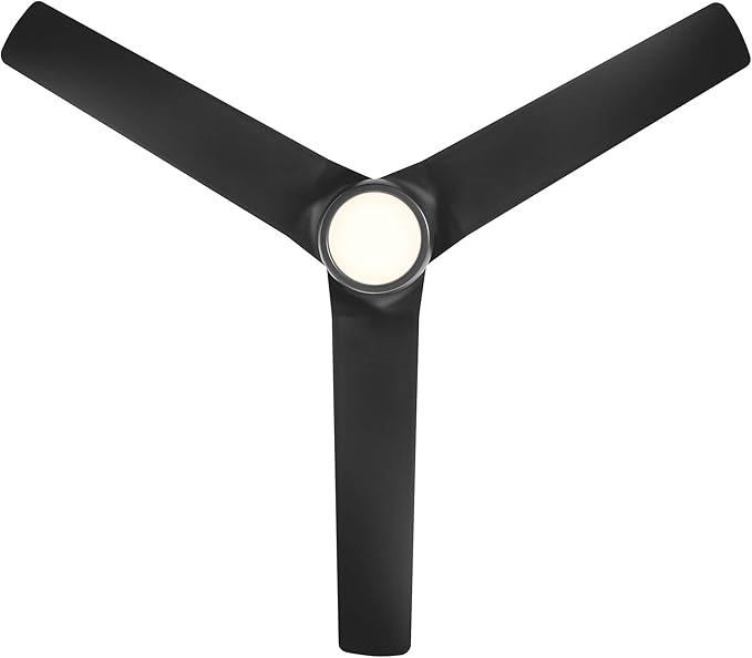 Mocha Indoor/Outdoor 3-Blade Smart Compatible Ceiling Fan 54in Matte Black with 3000K LED Light Kit and Remote Control with Wall Cradle. Works with iOS/Android, Alexa, and Google Assistant.