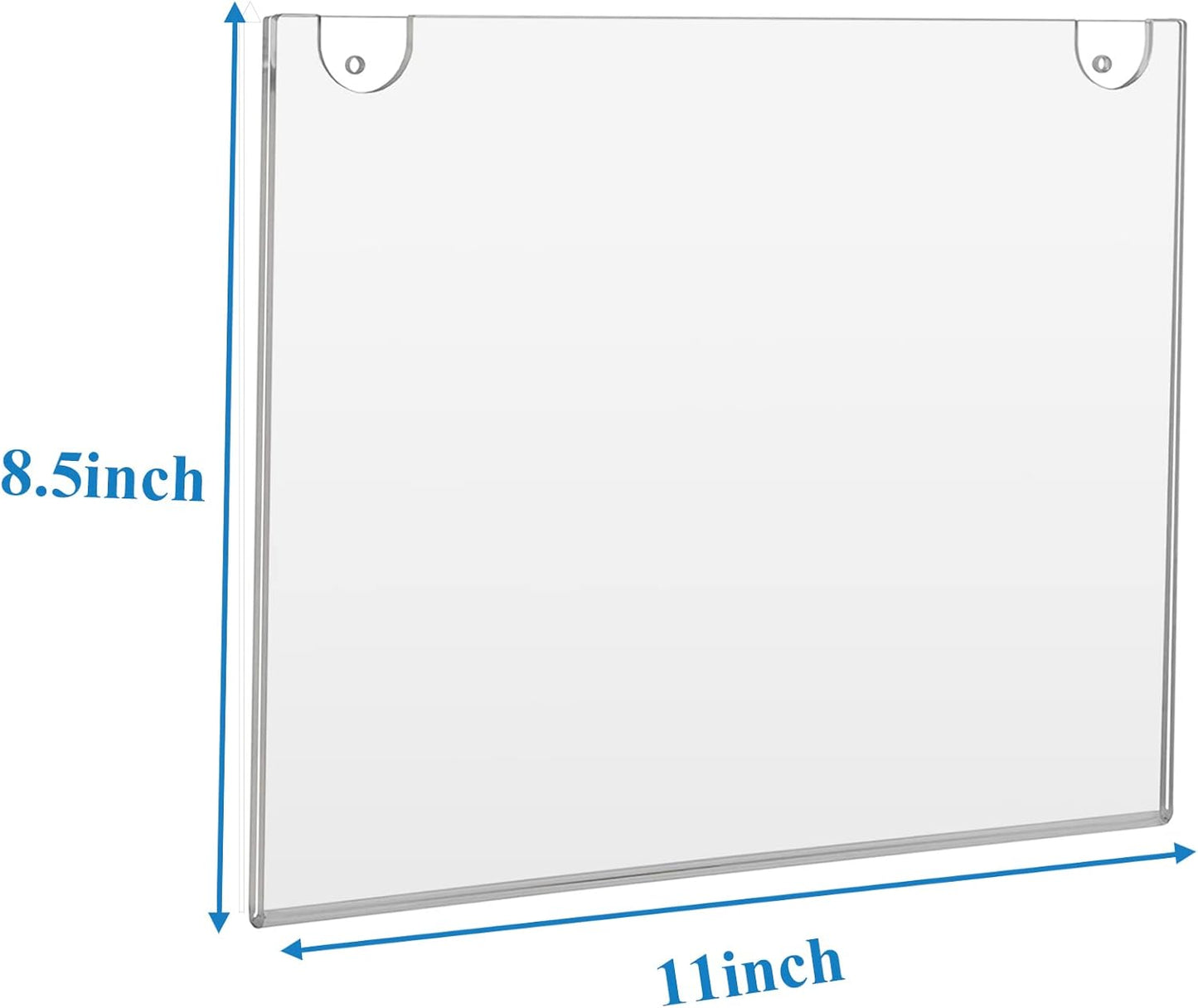 PecMuikee Acrylic Sign Holder 8.5x11 Horizontal, Wall Mount Acrylic Sign Holder and Plastic Paper Display Ad Frame bonus with 3M Tape and Mounting Screws for Restaurants, Office, Store, 12 Pcs