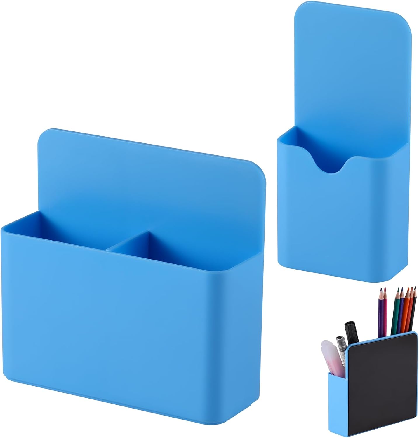 Magnetic Pen Holder,2 Pack Magnetic Dry Erase Marker Holder with Generous Compartments,Strong Magnet Storage Marker Pen Pencil Organizer for Refrigerator,Whiteboard,Locker Accessories