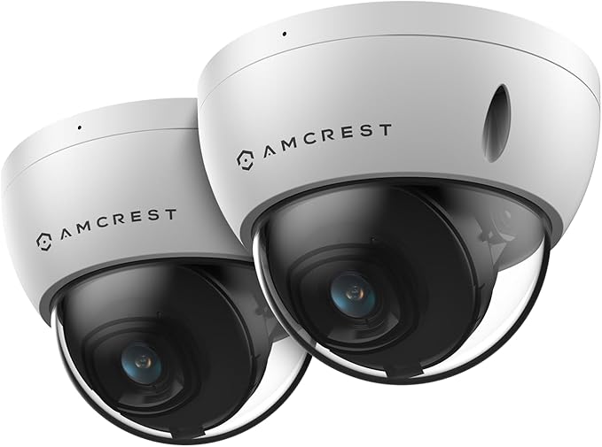 Amcrest 2-Pack UltraHD 4K (8MP) Dome POE IP Camera, 3840x2160, 98ft NightVision, 2.8mm Lens, IP67 Weatherproof, IK10 Vandal Resistance, MicroSD Recording, White (IP8M-2493EW-AI-V3)