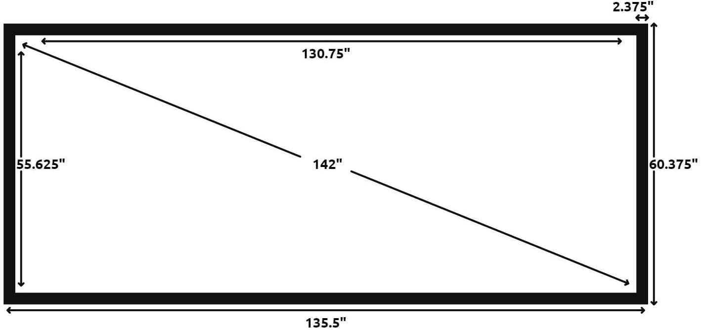 Silver Ticket Products STR Series 6 Piece Home Theater Fixed Frame 4K / 8K Ultra HD, HDTV, HDR & Active 3D Movie Projection Screen, 2.35:1 Format, 138" Diagonal, White Material STR-235138