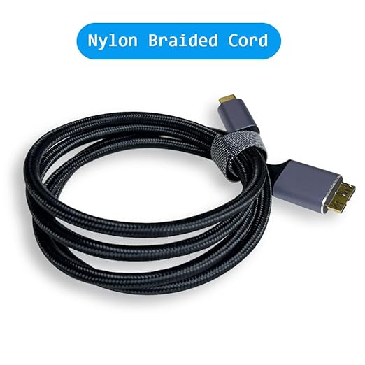 QJYTH 3FT Hard Drive Cable, Type C to Micro B Nylon Braided External Cord Compatible with Seagate, Toshiba, WD My Passport, lacie, Mac, iPhone 15/16, Tablet and More USB-C Device