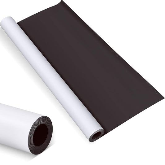 Amylove Blank White Surface Magnet Sheets 24 Inch x 25 Feet, 30 Mil Magnetic Roll Printable Flexible Vinyl Blank Magnetic Sign Sheet Safe for Vehicles DIY Craft Project