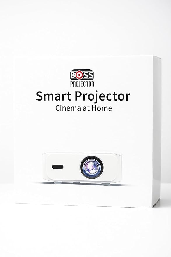 BOSS A5 Portable Projector | 1920×1080 Full HD | 4000 Lumens | Android OS, Wi-Fi & Bluetooth | HDMI, USB, Remote | Ceiling & Floor Mount | 12ft Screen |