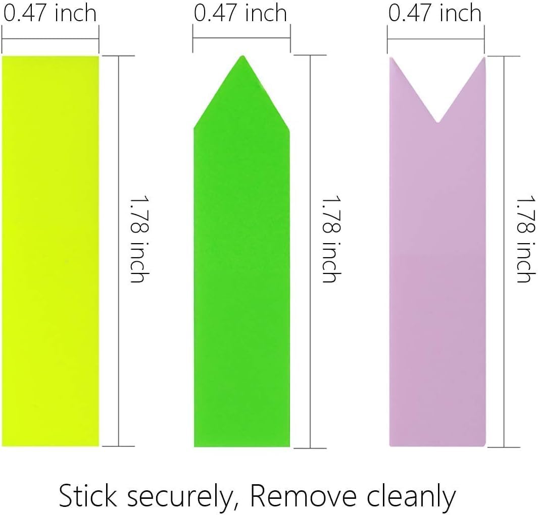 KICNIC 3000 Pieces Page Markers Sticky Index Tabs, Arrow Flag Tabs Self Adhesive, Colored Notes Tab Stickers for Notebook, Documents, Books [10 Colors, 3 Designs] Sticks Securely, Removes Cleanly