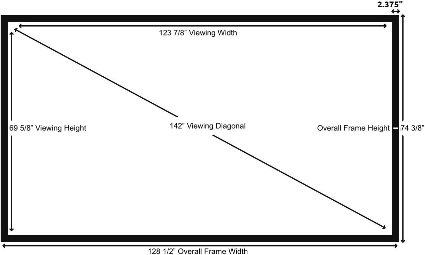 Silver Ticket Products STR Series 6 Piece Home Theater Fixed Frame 4K / 8K Ultra HD, HDTV, HDR & Active 3D Movie Projection Screen, 16:9 Format, 142" Diagonal, Silver Material STR-169142-S