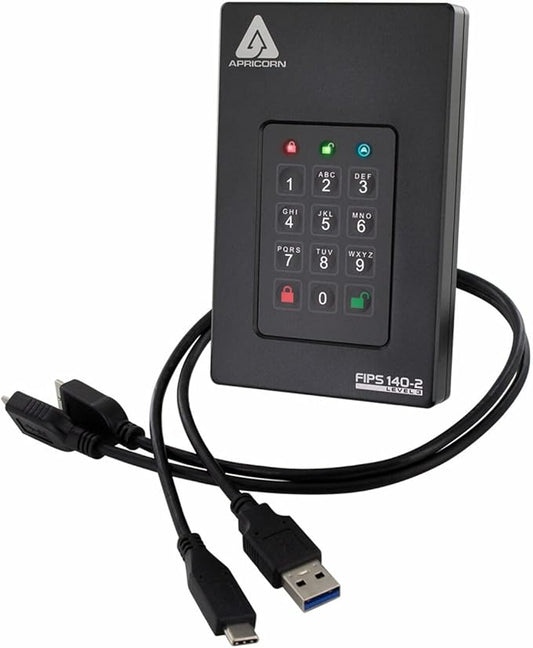 Apricorn 1TB Aegis Fortress L3- FIPS Level 3 Validated USB 3.0 Hardware Encrypted Portable Drive (AFL3-1TB)