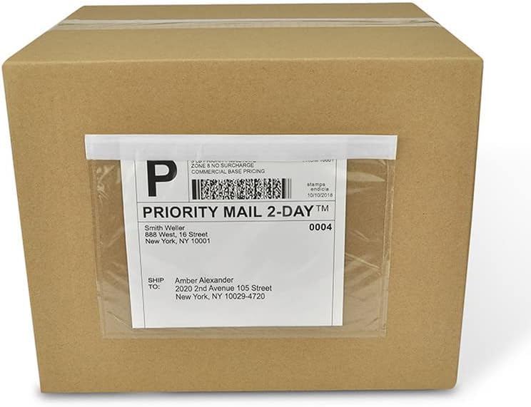 BEUYI Clear 7.5'' x 5.5'' Packing List Envelopes, Adhesive Shipping Label Pouch/Sleeve (100 Pack)