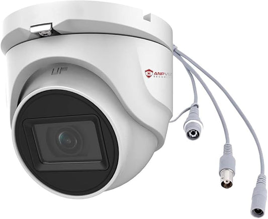 Anpviz 5MP Analog CCTV Camera HD 4-in-1 (TVI/AHD/CVI/CVBS) Security Turret TVI Camera, Dome Surveillance Camera with 2.8mm Lens, 100ft IR Night Vision, Metal Housing IP67 Waterproof for Outdoor/Indoor