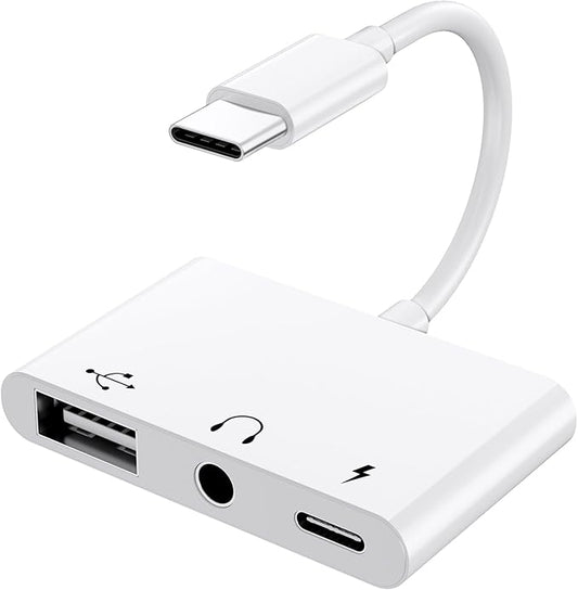 USB C to 3.5mm Jack Headphone Adapter with Charger OTG Cable Adapter, Type C to Aux Audio Earphones Splitter for Samsung Galaxy S22 Ultra S21 S20 i-Pad Pro Air Pixel 4 Laptops