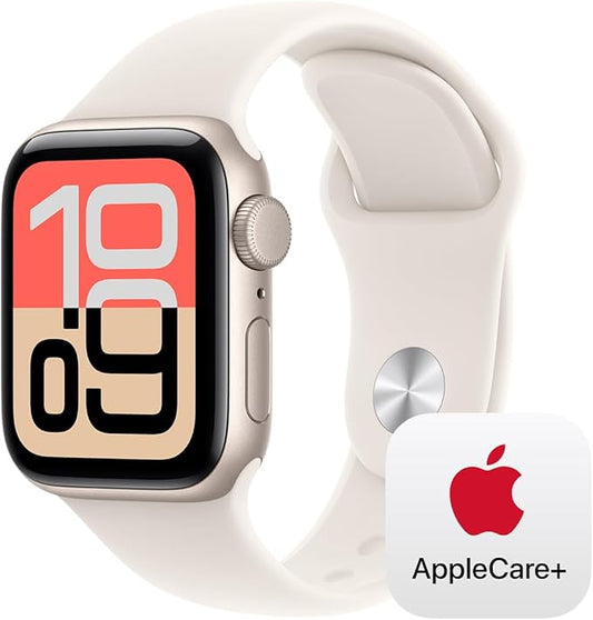 Apple Watch SE 3 [GPS 40mm] Smartwatch with Starlight Aluminium Case with Starlight Sport Band - S/M. Fitness and Sleep Trackers, Heart Rate Monitor with AppleCare+ (2 Years)