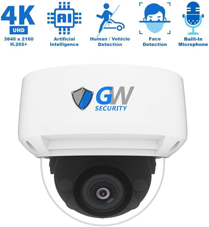 GW Security 16 Channel NVR UltraHD 4K Face Recognition NDAA & TAA Compliant Security Camera System with 16 x 8MP @25FPS Outdoor 2.7-13.5mm Motorized Zoom PoE Dome Cameras, 10 Smart AI Functions