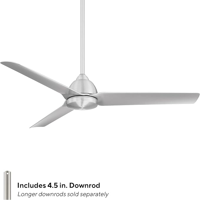 Mocha Indoor/Outdoor 3-Blade Smart Compatible Ceiling Fan 54in Brushed Aluminum with Remote Control and Wall Cradle. Works with iOS/Android, Alexa, Google Assistant, Samsung SmartThings, and Ecobee.