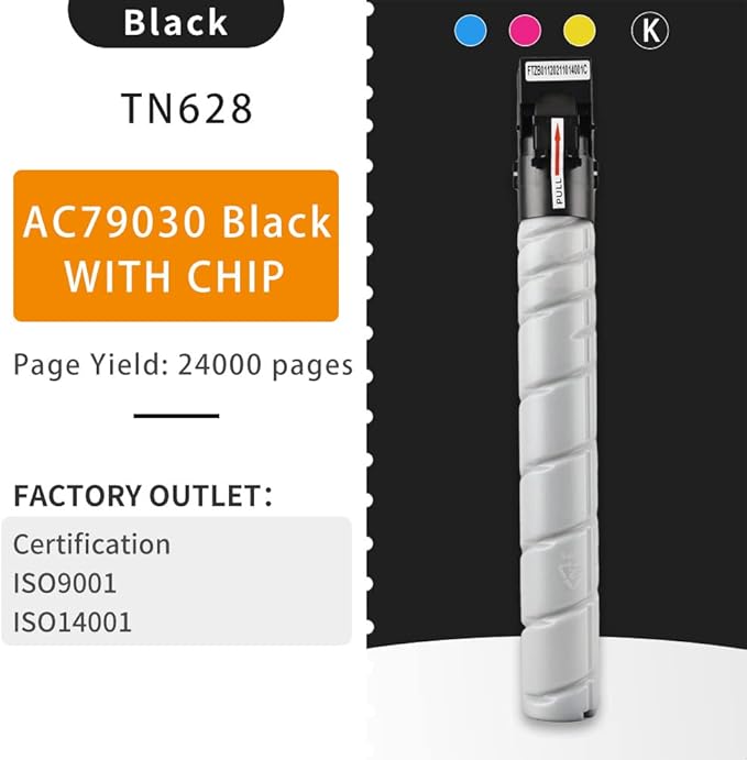 Compatible TN628 (AC79030) Toner Cartridge Replacement for Konica Minolta bizhub 450i 451i 550i 551i 650i Printer ( High Yield 2 Pack, 24000 Pages )
