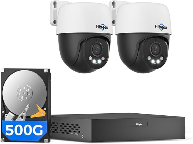 Hiseeu 6MP PoE Secuirty Camera System,with 2PCS 5MP PoE Wired Security Cameras Outdoor&Indoor,2-Way Audio,Color Night Vision,Remote Access,500GB HDD for Home Surveillance