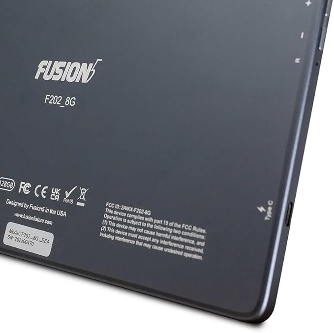 Fusion5 10.1 Inch Tablet - Android 13, Full HD IPS, Octa-Core, 8GB RAM, 128GB Storage, Dual Band Wi-Fi, Bluetooth, USB-C, 10 Inch, 13MP Rear 5MP Front Camera