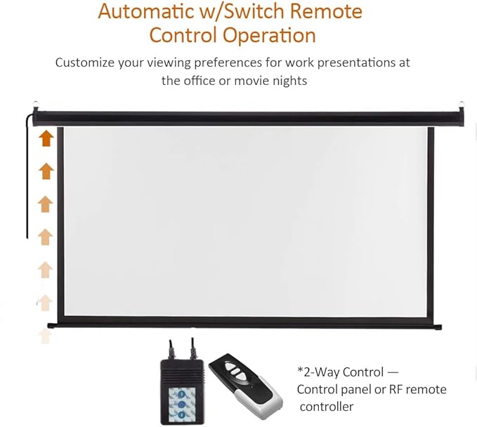 Auto Motorized Projector Screen with Remote Control, 120 inch, 4:3 Aspect Ratio, Wall/Ceiling Mounted Electric Movie Screen Wrinkle-Free, Great for Home Office Theater TV, Black Frame