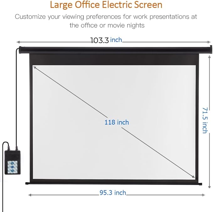 Auto Motorized Projector Screen with Remote Control, 120 inch, 4:3 Aspect Ratio, Wall/Ceiling Mounted Electric Movie Screen Wrinkle-Free, Great for Home Office Theater TV, Black Frame