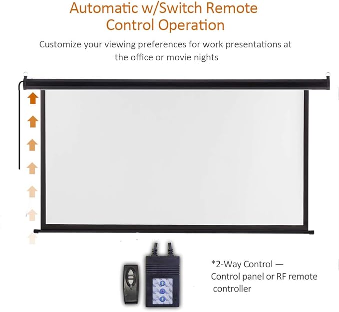 Motorized Projector Screen 100 inch 16:9 HD Diagonal Indoor and Outdoor Movie Screen with Remote Control for Family Home Office Theater, Black