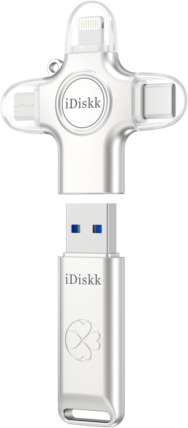 iDiskk 128 GB Auto-Secure-Backup USB Flash Drive Thumb Drive - iPhone Memory Storage to Transfer & Backup Photos, Videos,Photo Stick for iPhone,iPad, Android, Mac & PC