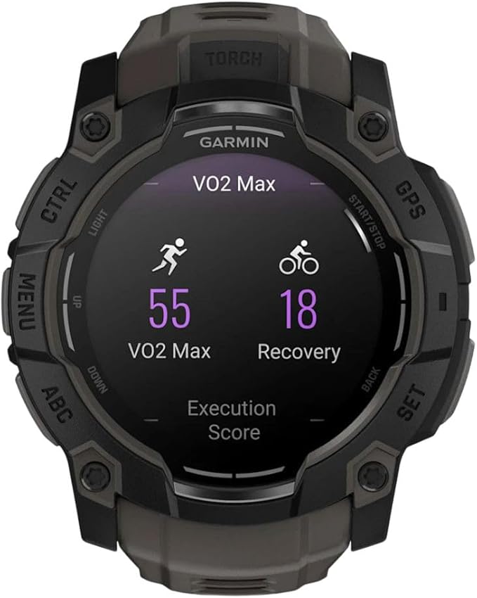 Garmin Instinct® 3 50mm, AMOLED Display, Rugged Outdoor GPS Smartwatch, Metal-Reinforced Bezel, Built-in Flashlight, Up to 18 Days of Battery Life, Charcoal
