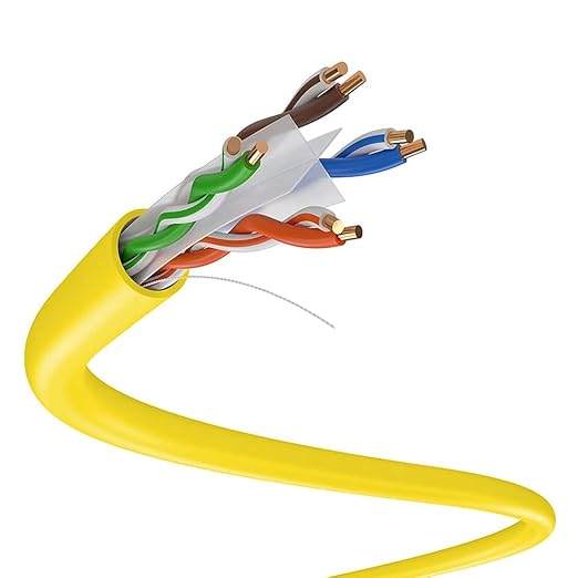 Dripstone CAT6 Ethernet Cable 1000ft Bulk Network LAN Wire 23AWG Solid UTP 550MHz High-Speed Internet Cable Gaming, Streaming, Office, Home Use, Pull Box, Cat6 Bulk, Stable Connectivity - Yellow