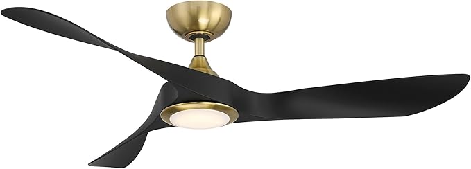 WAC Lighting Swirl 3-Blade Aluminum Smart Ceiling Fan in Soft Brass/Matte Black