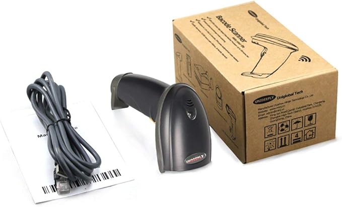1D Wired Bar Code Scanners Readers for Computers PC, UNIDEEPLY USB Cable Laser Barcode Handheld, Hand Scanning Label UPC EAN Reader Gun Retails for Supermarket, Convenience Store, Warehouse, Black