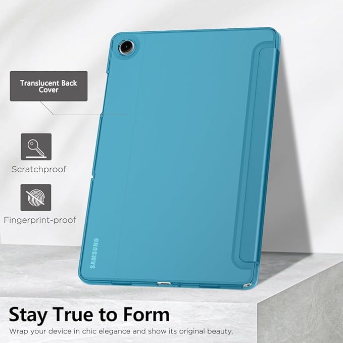 MoKo Case for Galaxy Tab A9+/A9 Plus 11 inch 2023, Slim Stand Protective Smart Cover with Hard PC Translucent Back Shell for Tab A9 Plus Tablet (SM-X210/X216/X218), Auto Wake/Sleep, French Blue