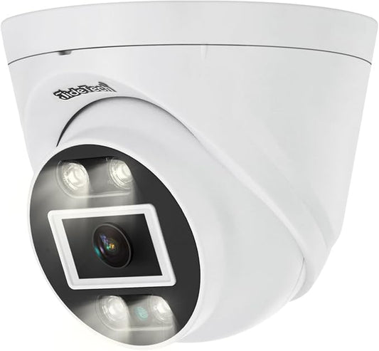 JideTech 5MP PoE Turret Security Camera Outdoor/Indoor, Human Detection, Two-Way Audio, Smart Color Night Vision, 110° Wide Angle 2.8mm Lens, IP66 Weatherproof, MicroSD Recording