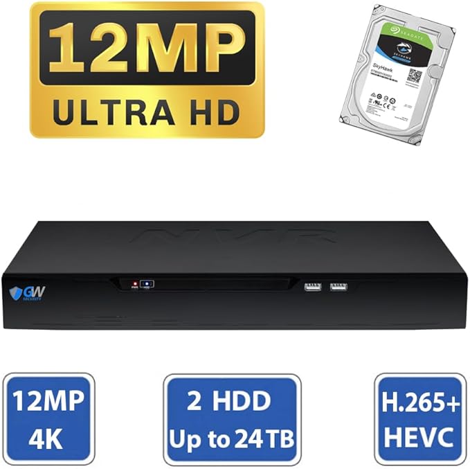 GW Security 8 Channel NVR UltraHD 4K Face Recognition NDAA & TAA Compliant Security Camera System with 8 x 8MP @25FPS Outdoor & Indoor PoE Turret Cameras, 10 Smart AI Functions