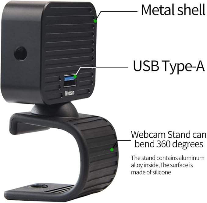 MOKOSE 4K Webcam for PC, Computer Camera with Microphone & Detachable Stand, 1/2.3" Sensor, Autofocus, Plug&Play, USB Streaming Camera for Gaming, Video Calling