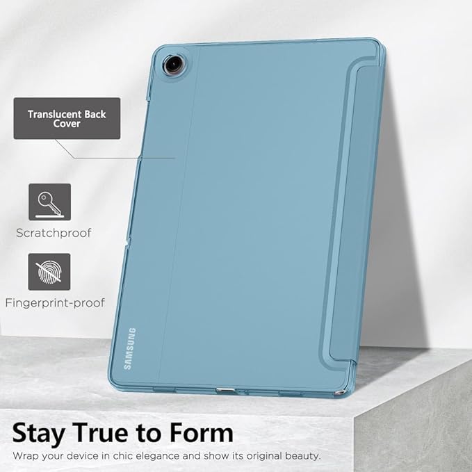 MoKo Case for Galaxy Tab A9+/A9 Plus 11 inch 2023, Slim Stand Protective Smart Cover with Hard PC Translucent Back Shell for Tab A9 Plus Tablet (SM-X210/X216/X218), Auto Wake/Sleep, MistyBlue