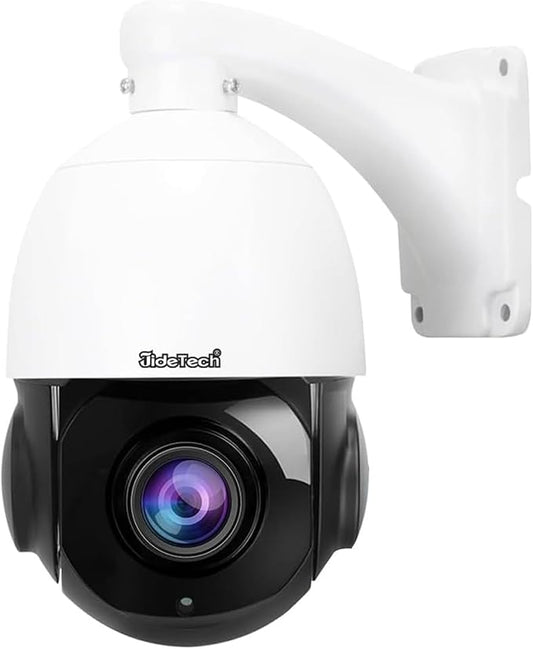 JideTech 200X Hybrid Zoom 4K 8MP Outdoor PTZ IP PoE Security Camera, Auto Tracking Dome Surveillance Camera, Human/Vehicle Detection, 492ft IR Night Vision, Two-Way Talk, IP66, for RTMP,Blue Iris