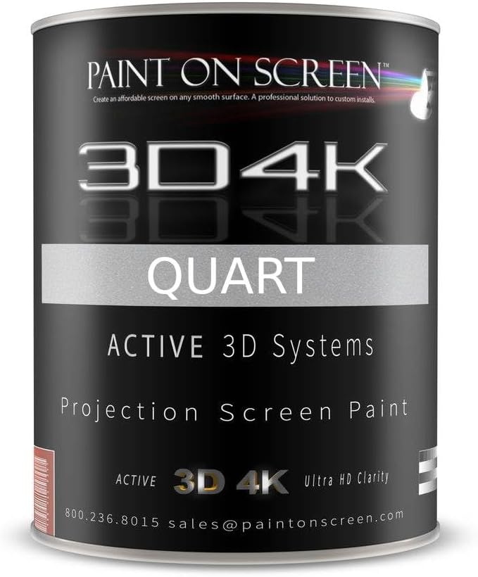 Projector Screen Paint 3D4K Light Grey Silver with 2.4 Gain -HD 1080P,Active 3D Capable and 4K Ready-Quart