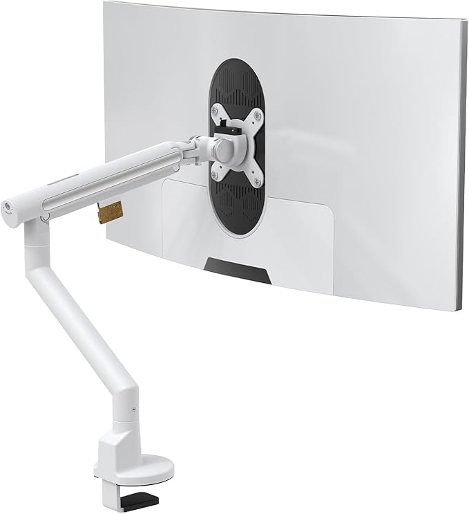 Monitor Arm Stand, 24 to 43 Inch Single Monitor Mount, C Clamp Only, Mechanical Spring Desk Mount, Holds 6.6-26.4 lbs, Fit 75x75/100x100 VESA,(White)