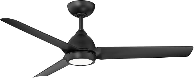 Mocha Indoor/Outdoor 3-Blade Smart Compatible Ceiling Fan 54in Matte Black with 3000K LED Light Kit and Remote Control with Wall Cradle. Works with iOS/Android, Alexa, and Google Assistant.