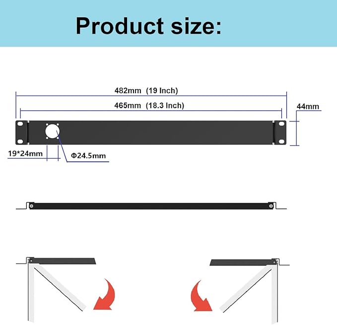 1U Hinged Rack Panel 1D XLR HDMI Audio Rack Mount Panel for 19 inches Rack Mount (1D)