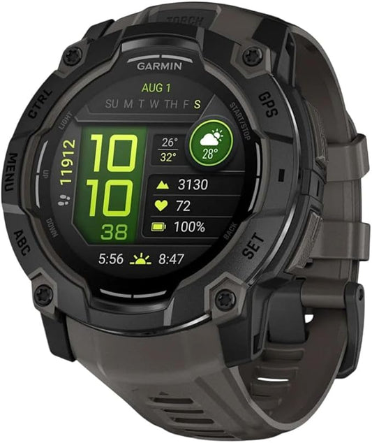 Garmin Instinct® 3 50mm, AMOLED Display, Rugged Outdoor GPS Smartwatch, Metal-Reinforced Bezel, Built-in Flashlight, Up to 18 Days of Battery Life, Charcoal