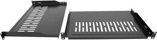 Server Rack Shelf-Universal Vented Rack Mount Cantilever Tray for 19" Network Rack & Cabinet - Heavy Duty Steel - Weight Capacity 55lb-1U H 10" D/ 2 Pieces Packaging GLOBALRACK (1U12, 12INCH)