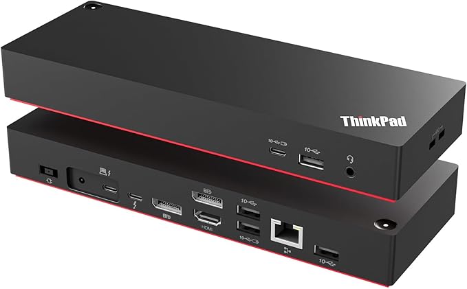Thinkpad 40B00300 Thunderbolt 4 Universal Docking Station for Laptops, 4 External Displays, Power Charging up to 230W + ITSPWR Bundle Contains HDMI 4K Cable + DP Cable+ Cleaning Cloth