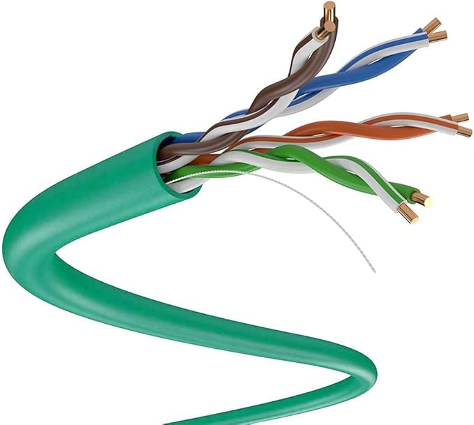 Dripstone CAT5e Ethernet Cable 1000ft – 24AWG Solid CCA UTP Unshielded CAT 5e, High Speed LAN Network, RJ45 Cable, Easy Pull Box Ethernet Cord (Green)