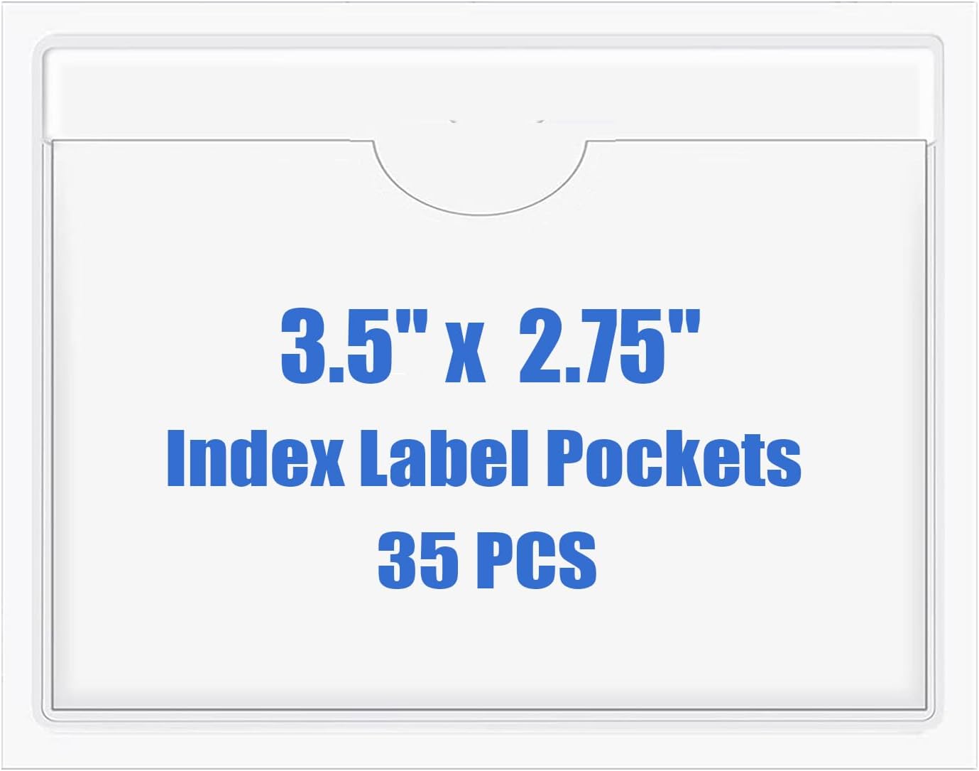 Origin-Joy 35 PCS Self Adhesive Index Card Pockets with Top Open, Clear Plastic Label Holder for Cards of Note, Library and Business, Adhesive Label Pockets & Card Holder (3.5 x 2.75 inch)