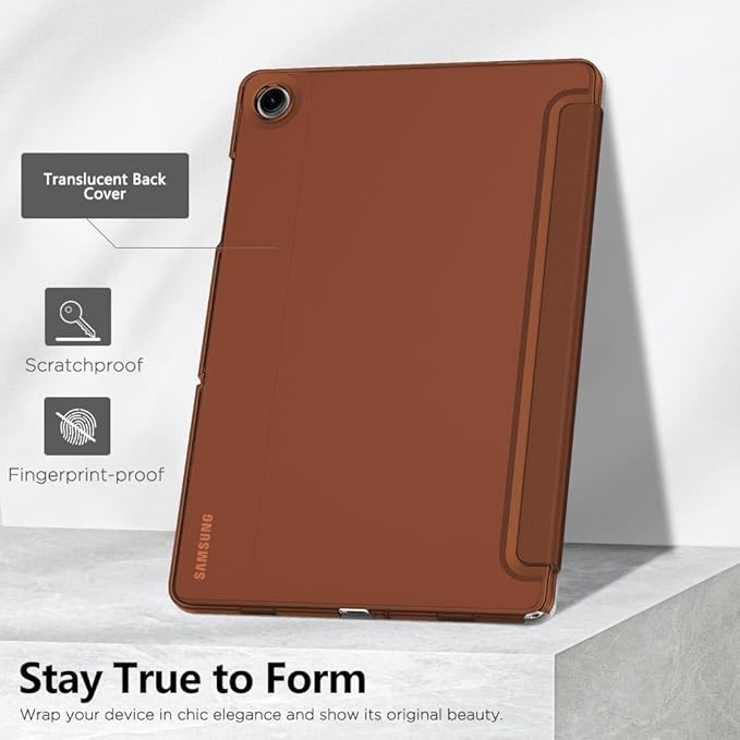 MoKo Case for Galaxy Tab A9+/A9 Plus 11 inch 2023, Slim Stand Protective Smart Cover with Hard PC Translucent Back Shell for Tab A9 Plus Tablet (SM-X210/X216/X218), Auto Wake/Sleep, Brown