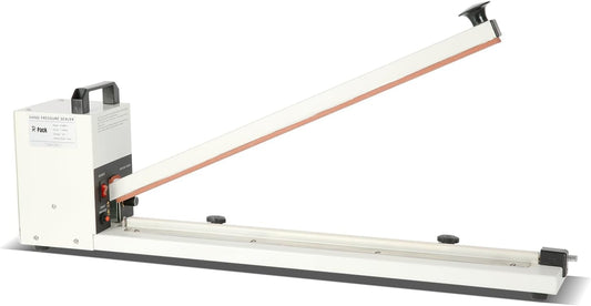 Impulse Heat Sealer with Seal bar, Heavy-Duty Bag Sealing & Cutting Machine, 8mm Sealing Width, 1 Extra Replacement (white, 24 inch)