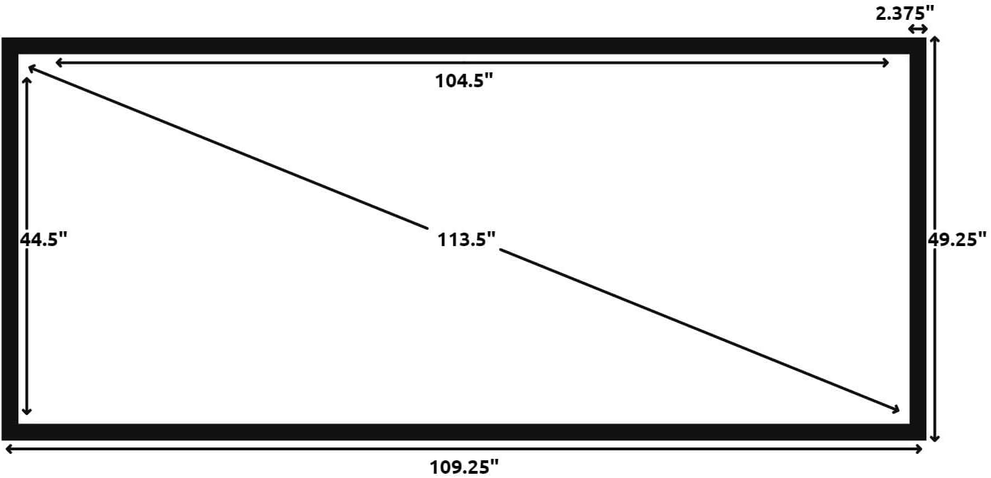 Silver Ticket Products STR Series 6 Piece Home Theater Fixed Frame 4K / 8K Ultra HD, HDTV, HDR & Active 3D Movie Projection Screen, 2.35:1 Format, 115" Diagonal, High Contrast Material STR-235115-HC