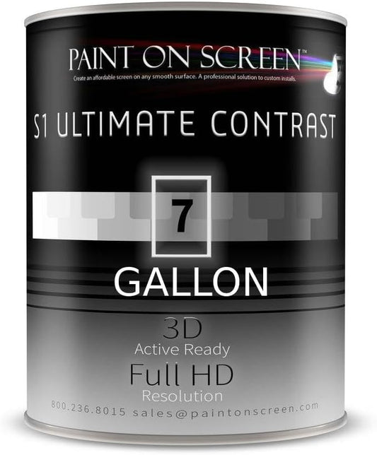 S1 Ultimate Contrast Projector Screen Paint | Single-Coat Projector Screen Paint For Perfect 1080 HD & 4K UHD Clarity | Designed For High-End Home Entertainment Spaces | 1 Gallon