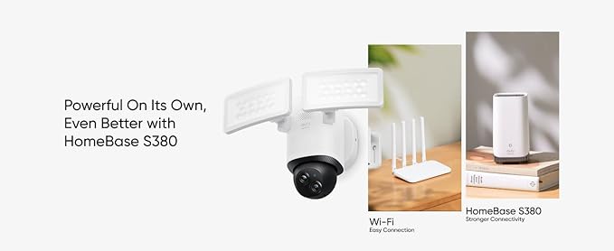 eufy Security Floodlight Wired Camera E340 2kit+Homebase3, Security Camera Outdoor, 355° Pan & Tilt, 24/7 Recording, 2000 LM, Motion Detection, Built-in Siren, Dual Cam, No Monthly Fee